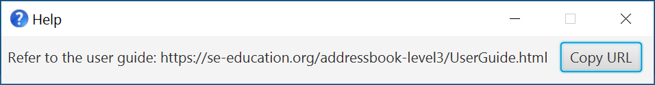 Help window with command summary